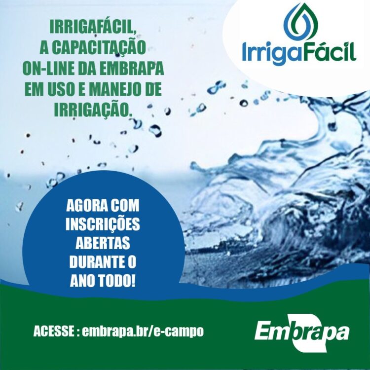 Curso on-line sobre uso e manejo de irrigação recebe inscrições