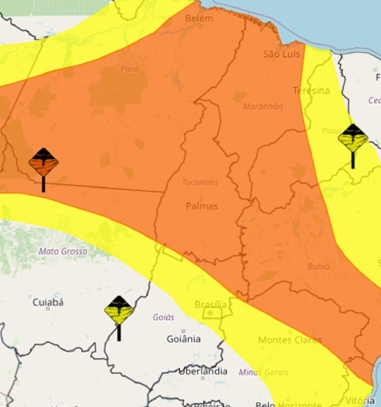 Previsão de chuvas e alertas marcam início da semana no Tocantins