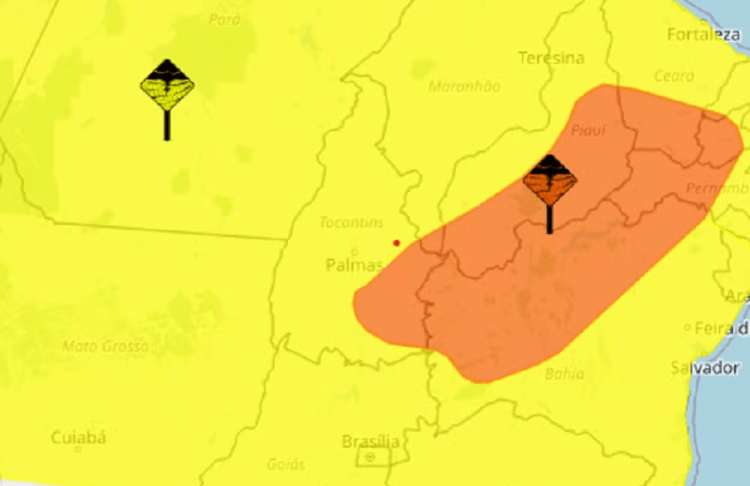 Dois alertas de chuvas intensas cobrem todo Tocantins até sexta-feira (5)