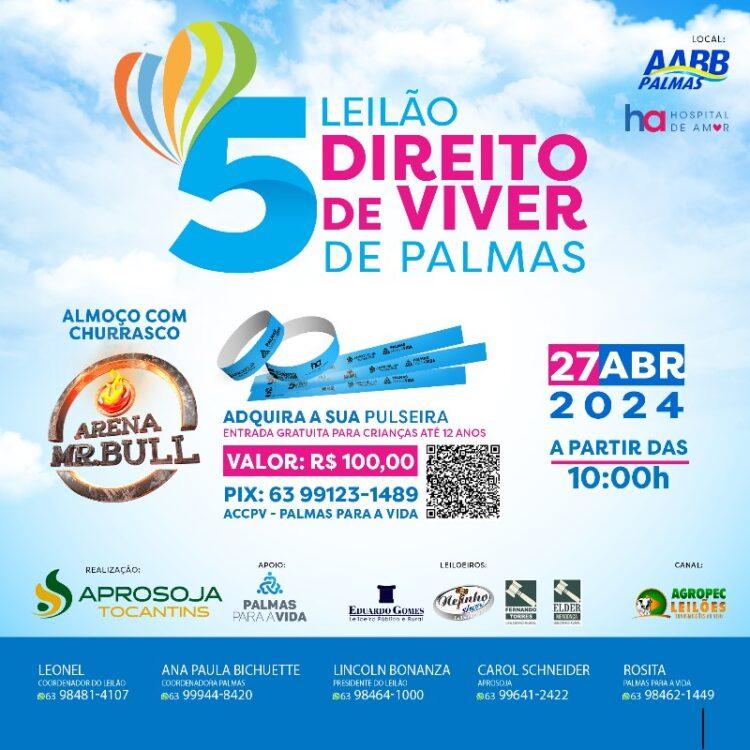 Hospital de Amor promove o 5º Leilão Direito de Viver em Palmas neste sabádo, 27