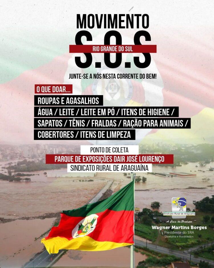 Sindicato Rural de Araguaína e demais associações do agro realizam campanhas para arrecadar recursos para o Rio Grande do Sul; veja como ajudar
