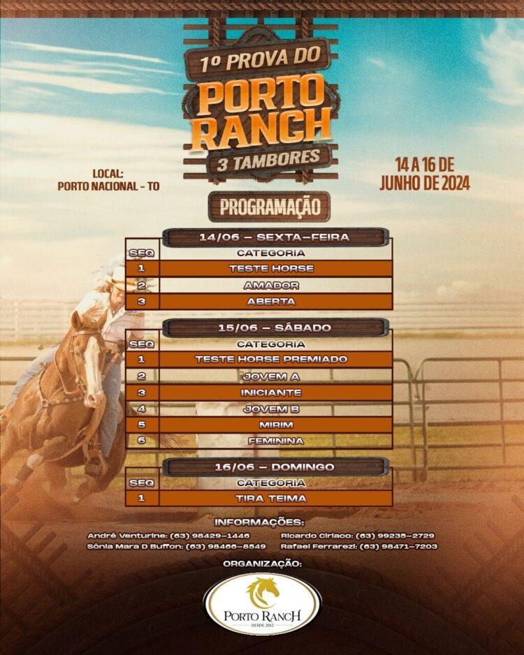 1ª edição da Prova Porto Ranch 3 Tambores de Porto Nacional começa nesta sexta-feira, 14