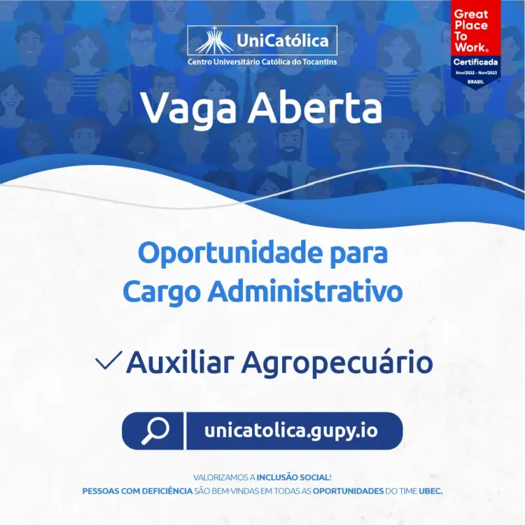 UniCatólica está com vaga aberta para Auxiliar Agropecuário