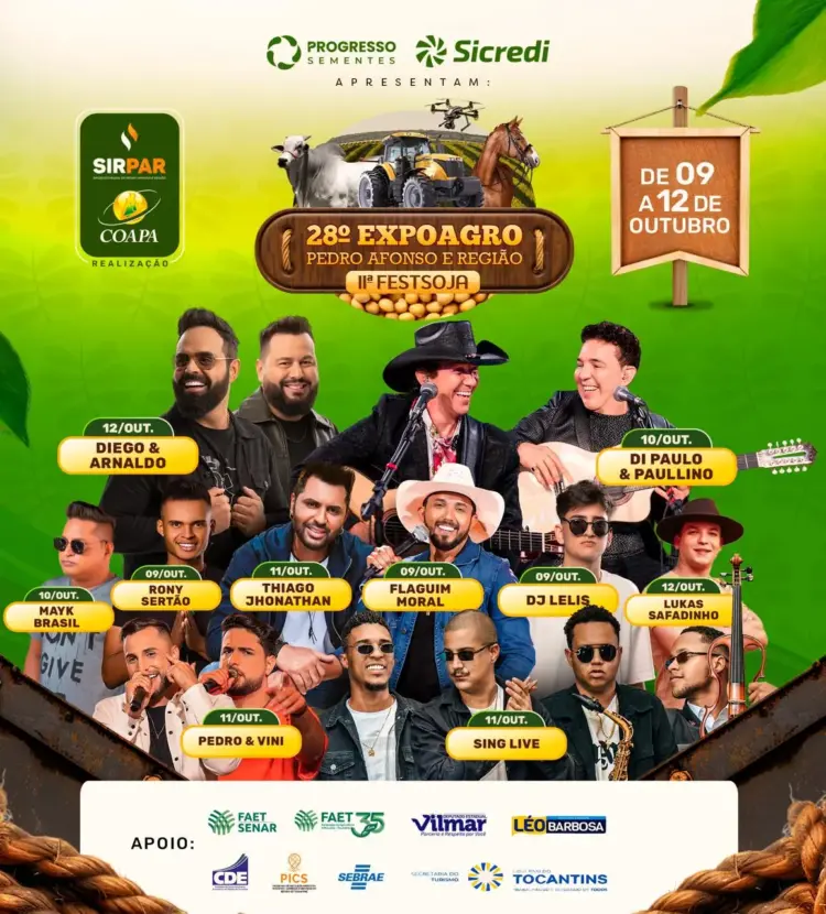 28ª ExpoAgro de Pedro Afonso e Região e 11ª Festsoja começam nesta quarta-feira, 9; Confira a programação