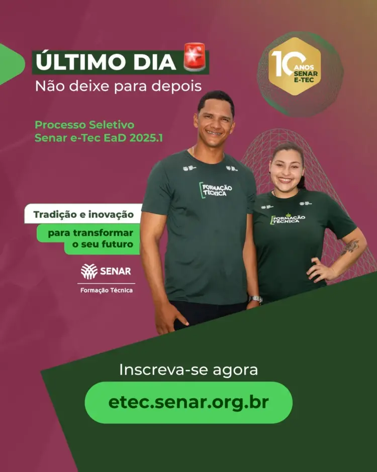 Último dia: Inscrições para Curso Técnico em Zootecnia a distância do Senar Tocantins encerram hoje, 17