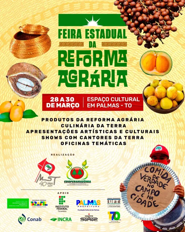 Feira Estadual da Reforma Agrária tem programação cultural e exposição de alimentos a partir do dia 28