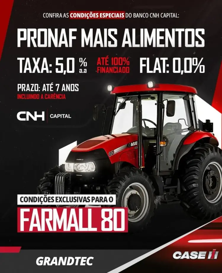 Banco CNH Capital oferece condições especiais para aquisição do trator Farmall 80 pelo Pronaf Mais Alimentos