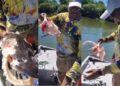 Sangue na água pode ter atraído piranhas que devoraram peixe fisgado por casal, diz bióloga