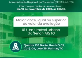 SENAR Tocantins realizará leilão de imóvel urbano em novembro