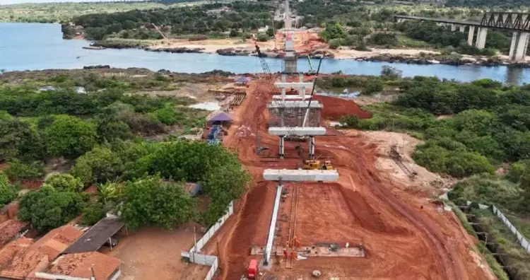 Obras da ponte que liga Maranhão e Tocantins avançam e chegam a 75% de execução, segundo DNIT