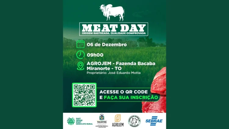 Sistema FAET/SENAR anuncia realização do Meat Day em Miranorte