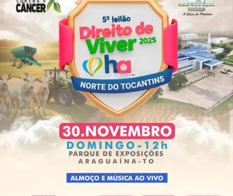 5º Leilão Direito de Viver será realizado neste domingo, 30, em Araguaína