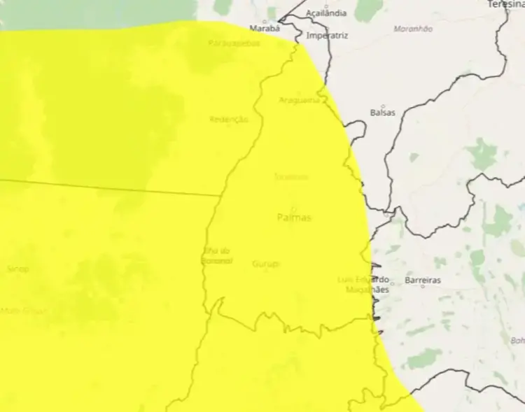 Semana começa com alerta amarelo de chuvas que atinge quase todo o Tocantins