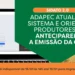 Emissão de GTA ficará indisponível entre 16 e 19 de janeiro após atualização do sistema da Adapec