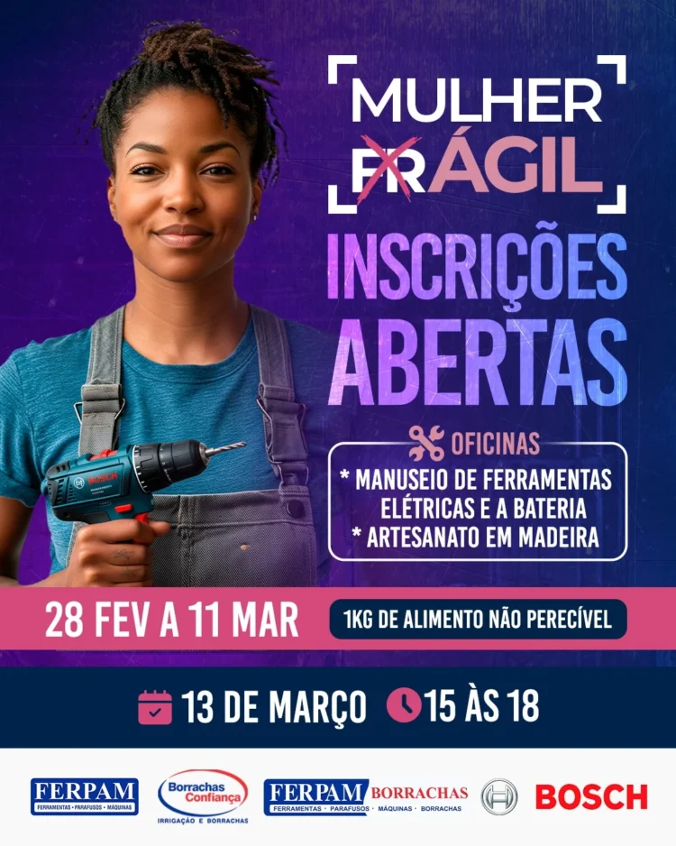 Inscrições abertas para a 7ª Oficina Mulher Ágil, promovida pela Ferpam