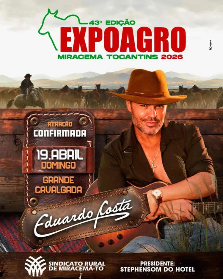 Eduardo Costa é confirmado na cavalgada da Expoagro Miracema 2026