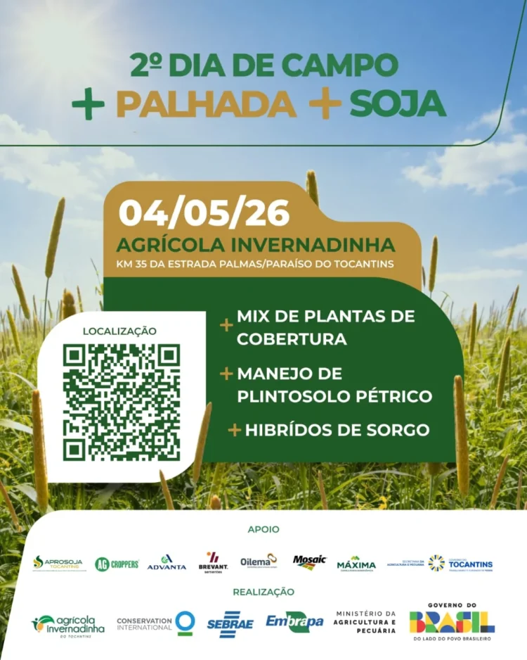 Agrícola Invernadinha realiza 2º Dia de Campo com foco em palhada e soja em Paraíso do Tocantins