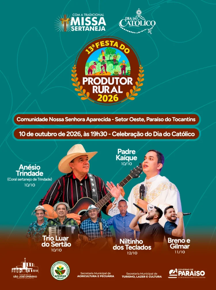 Festa do Produtor Rural reúne agricultura familiar, fé e cultura em Paraíso do Tocantins